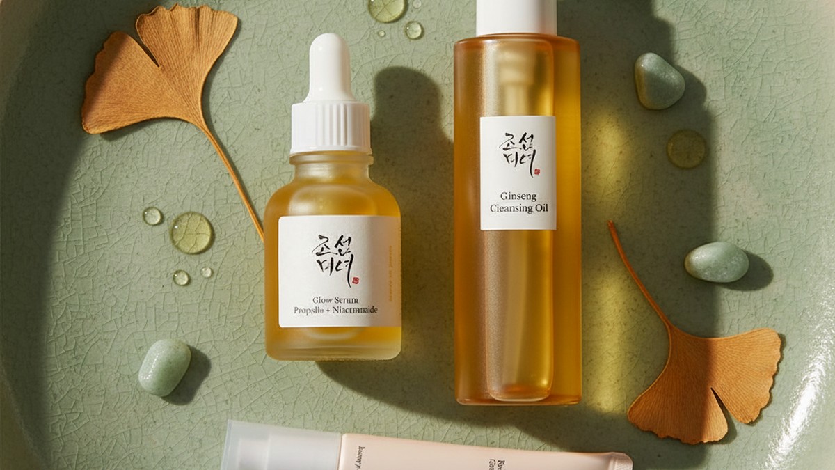 Beauty of Joseon product collection arranged on a traditional Korean-inspired surface